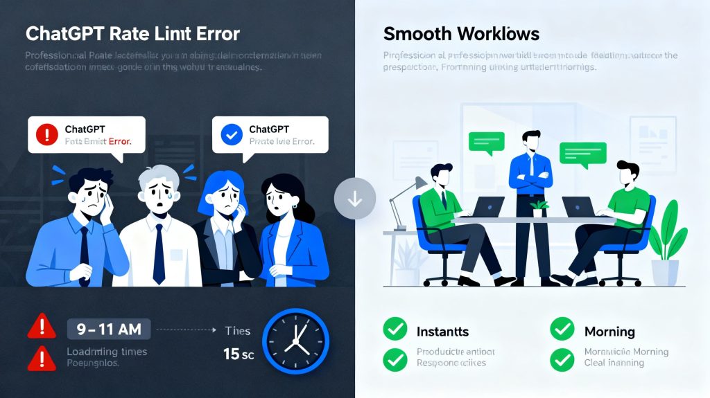 ChatGPT rate limiting vs smooth workflows: productivity impact during peak business hours