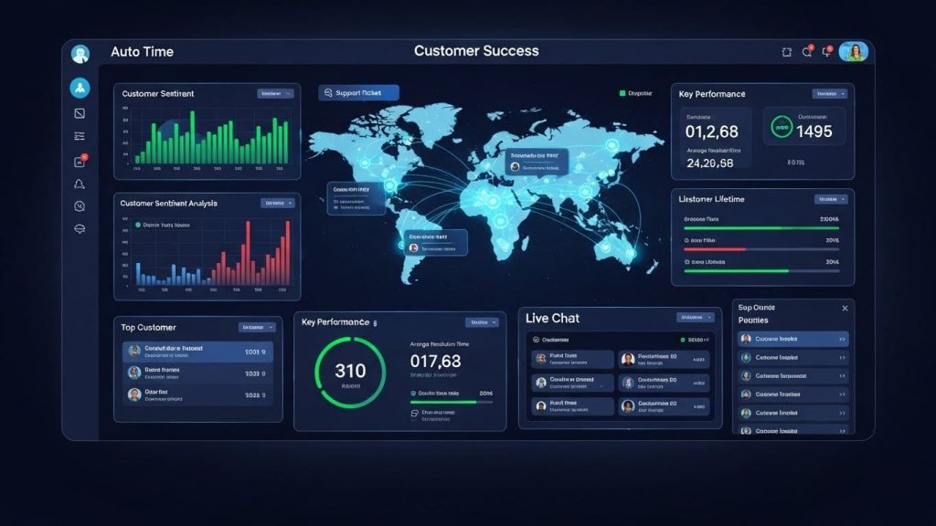 Control dashboard representing an automated customer success ecosystem