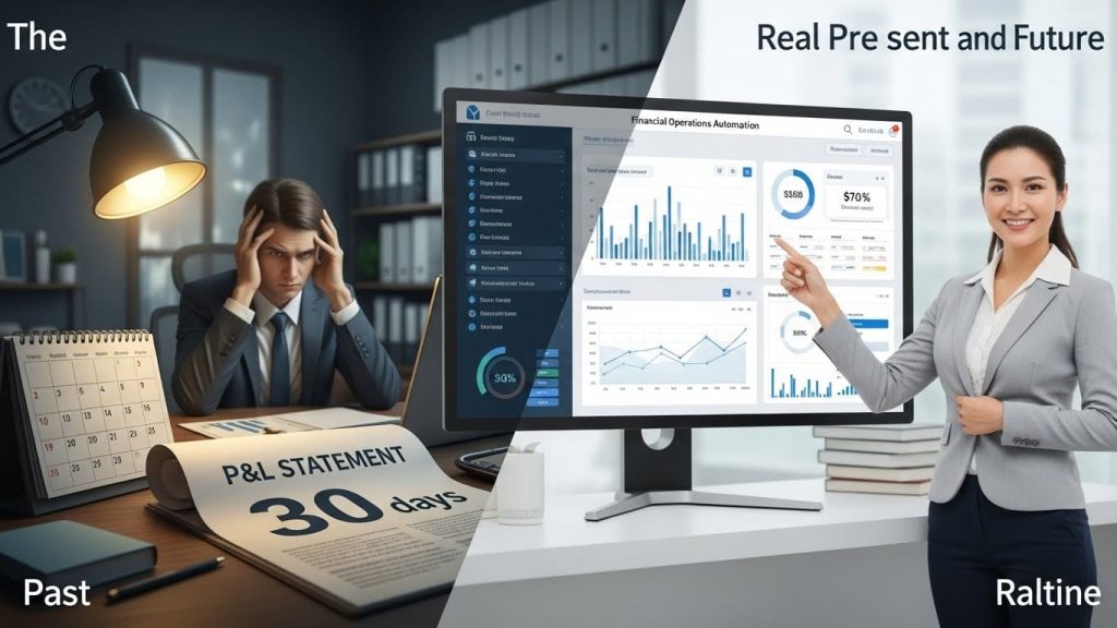 Secure digital financial data flow illustrating automated FinOps and real-time capital management