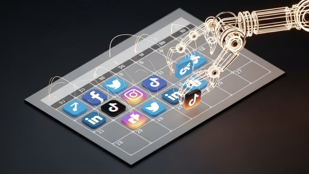 Automated social media scheduling in a content factory